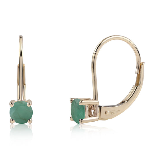 Zlaté Náušnice s Brazílskym Smaragdom