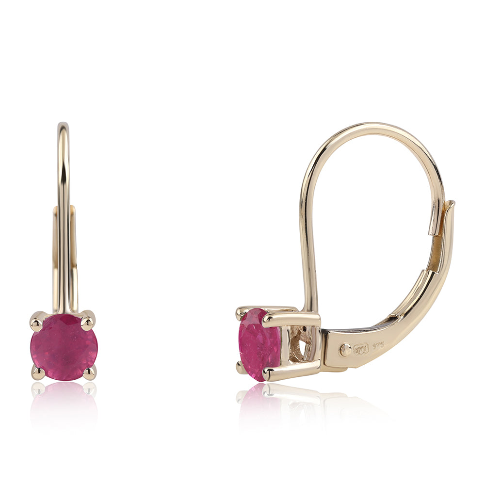 Zlaté Náušnice s Thajským Rubínom