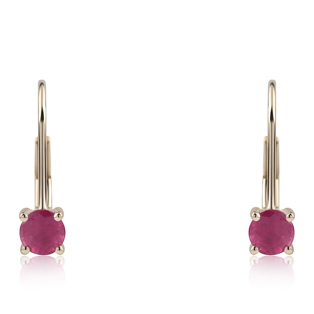 Zlaté Náušnice s Thajským Rubínom 2 