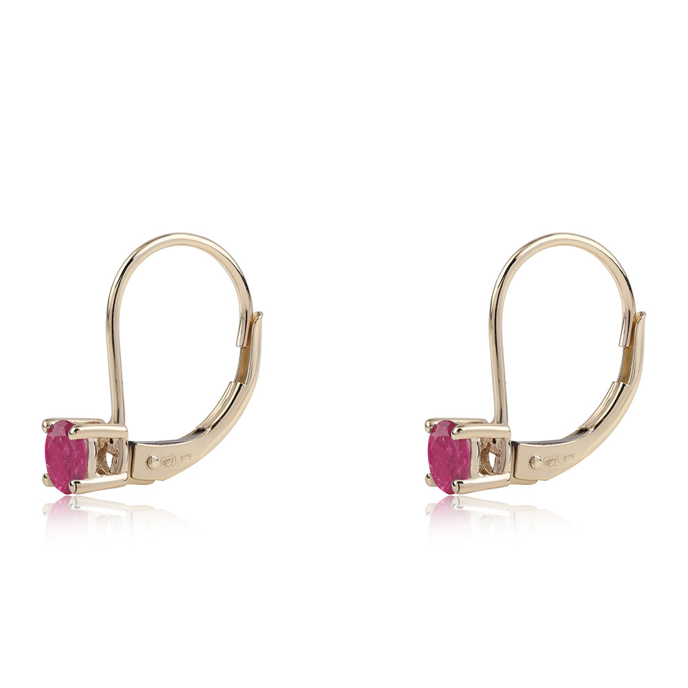 Zlaté Náušnice s Thajským Rubínom 3 