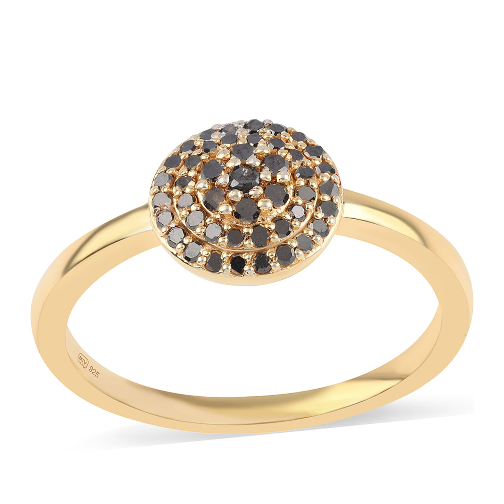 Pozlátený Strieborný Prsteň s Čiernym Diamantom 1 