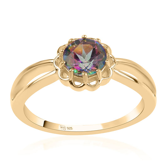 Pozlátený Strieborný Prsteň s Mystickým Topásom