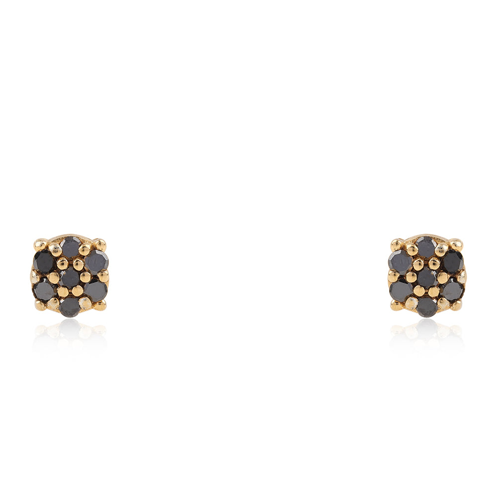 Pozlátené Strieborné Náušnice s Čiernym Diamantom