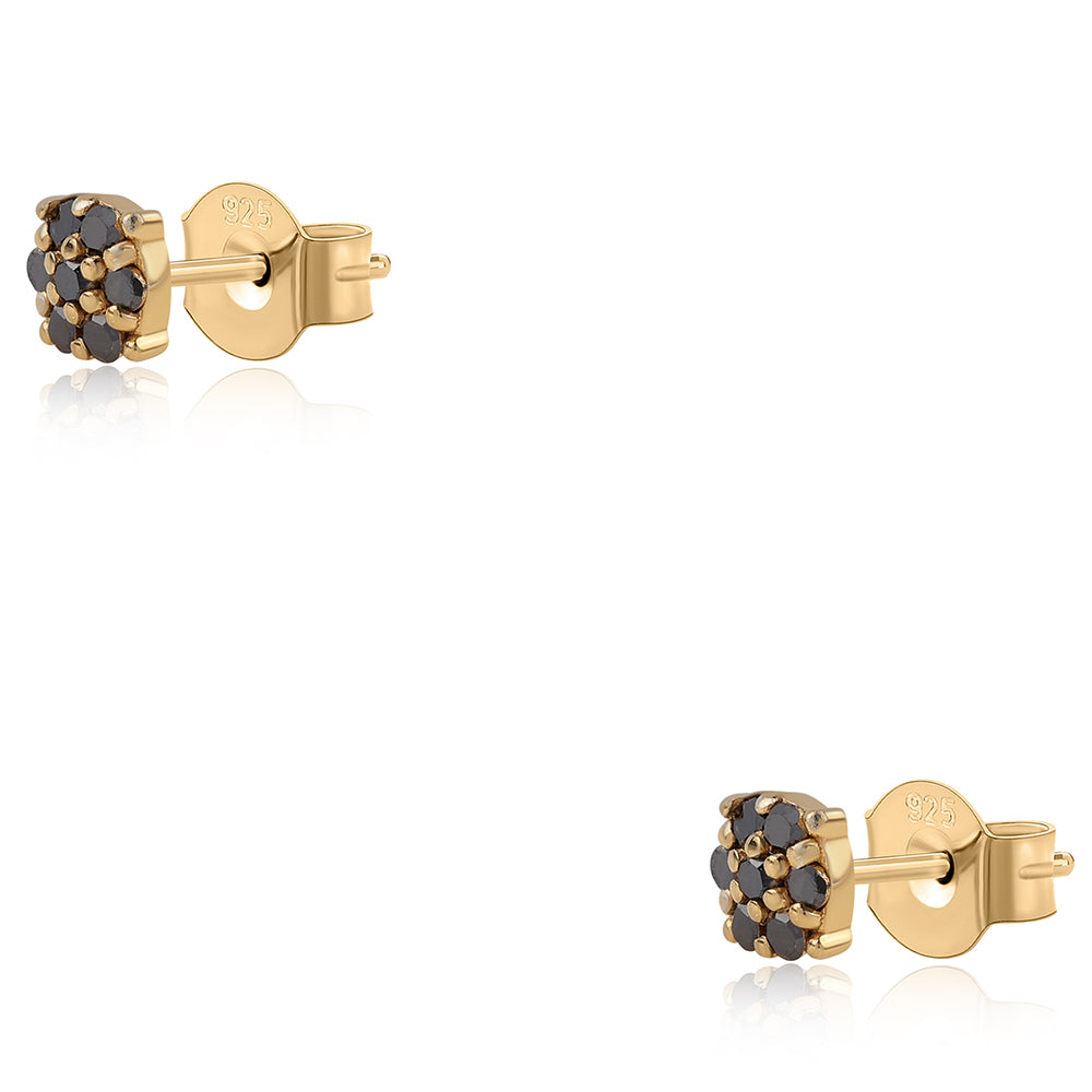 Pozlátené Strieborné Náušnice s Čiernym Diamantom 1 
