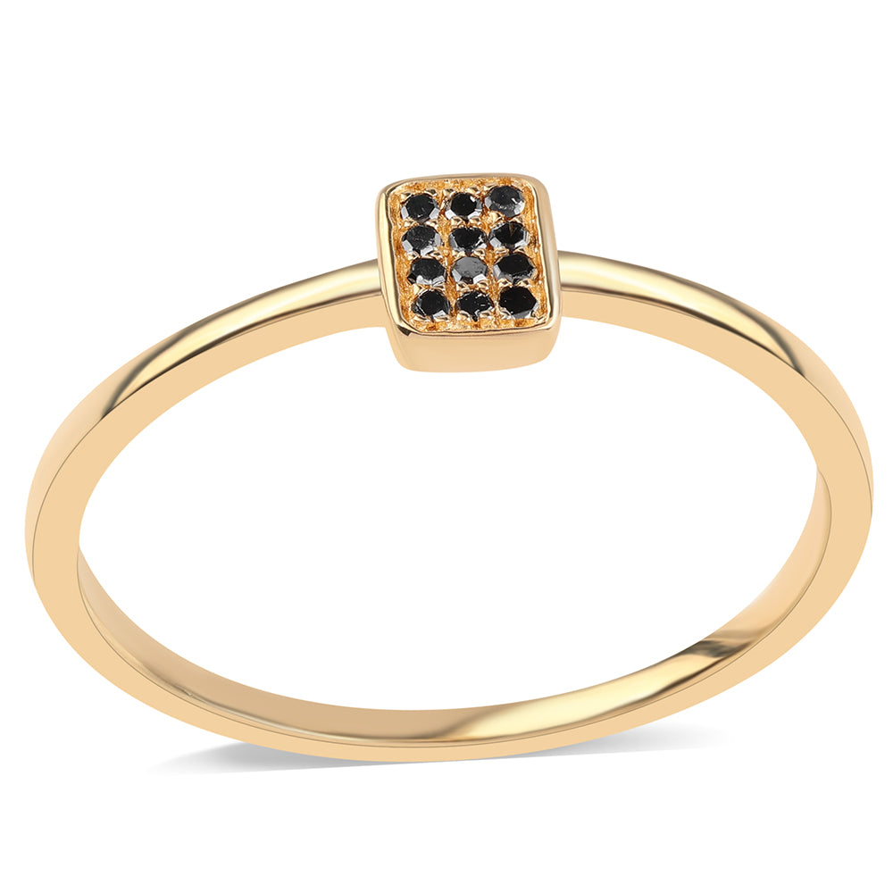 Pozlátený Strieborný Prsteň s Čiernym Diamantom 1 