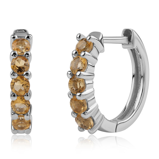 Strieborné Náušnice s AA Brazílskym Citrínom