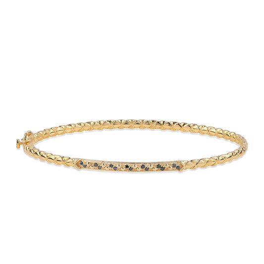 Pozlátený Strieborný Náramok s Čiernym Diamantom