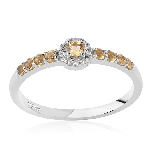 Strieborný Prsteň s AA Brazílskym Citrínom a Bielym Topásom