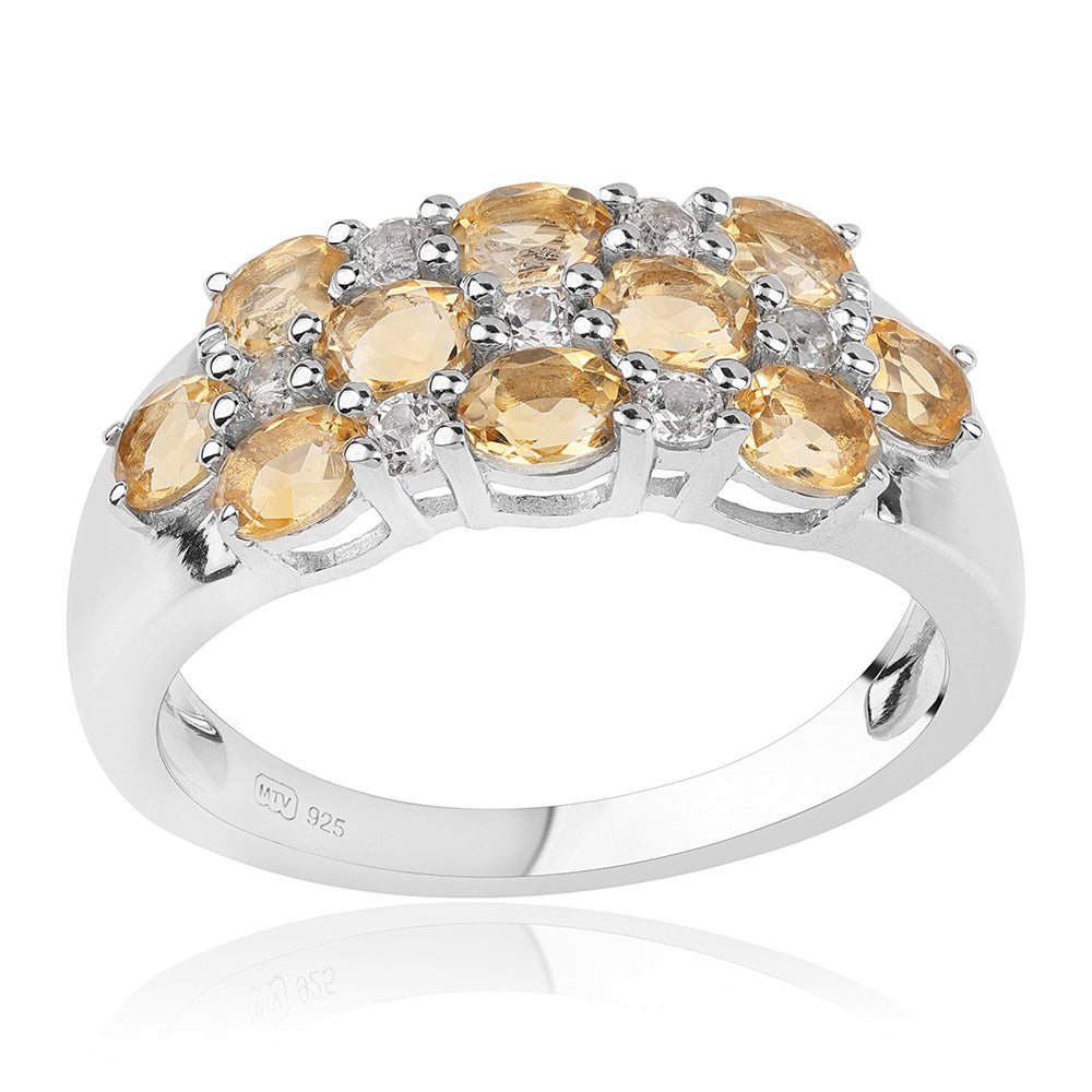Strieborný Prsteň s AA Brazílskym Citrínom a Bielym Topásom 1 