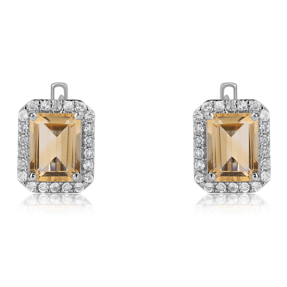 Strieborné Náušnice s AA Brazílskym Citrínom a Bielym Topásom 4 