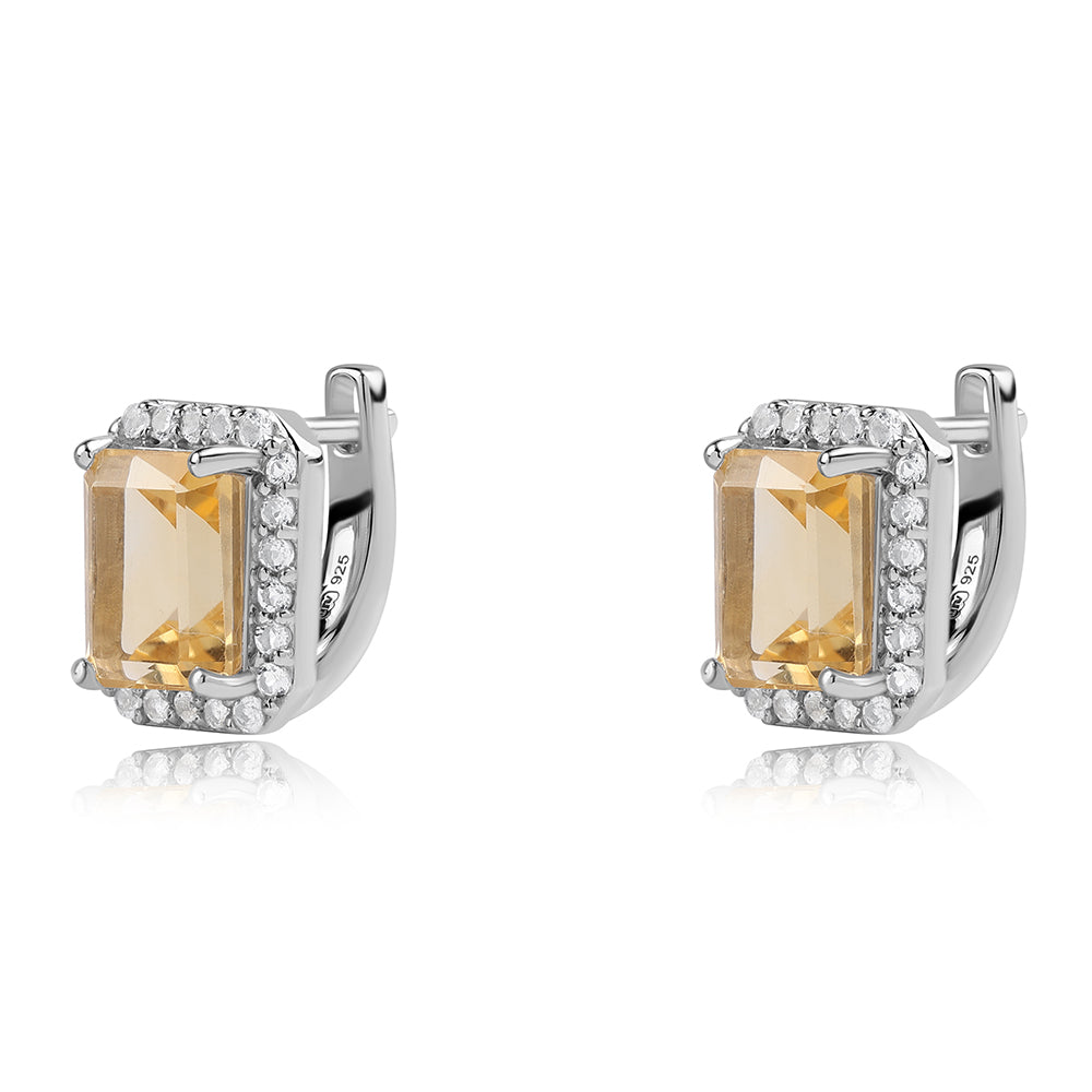 Strieborné Náušnice s AA Brazílskym Citrínom a Bielym Topásom