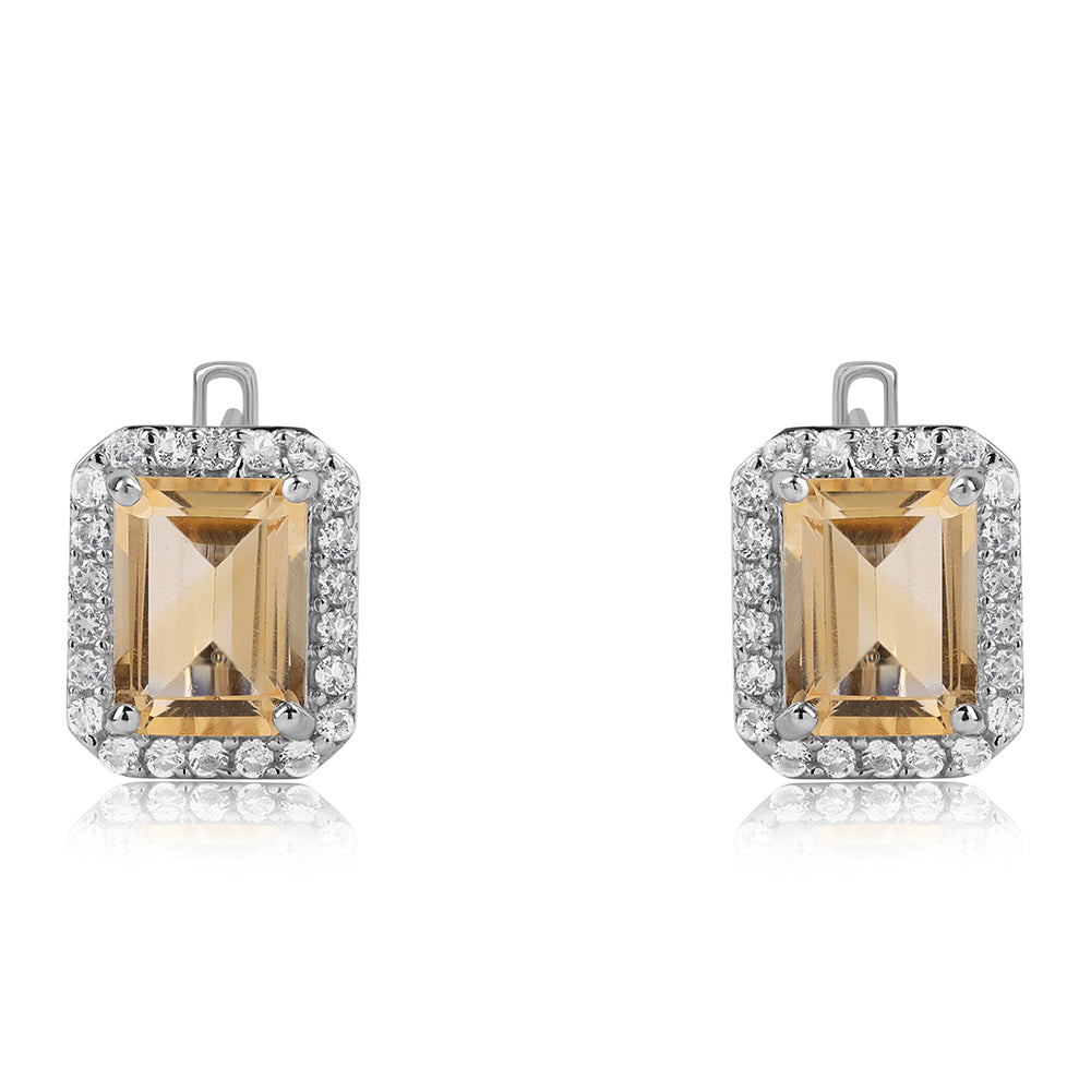 Strieborné Náušnice s AA Brazílskym Citrínom a Bielym Topásom 2 