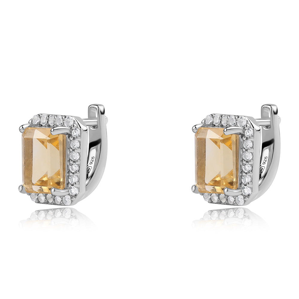 Strieborné Náušnice s AA Brazílskym Citrínom a Bielym Topásom 1 