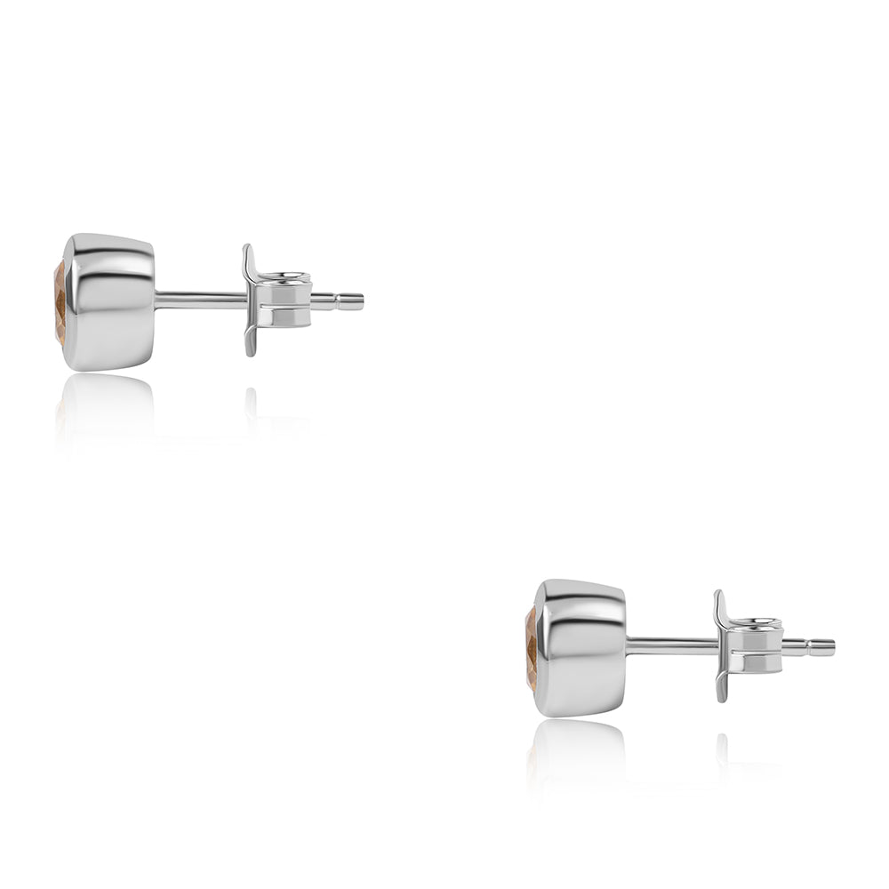 Strieborné Náušnice s AA Brazílskym Citrínom 2 