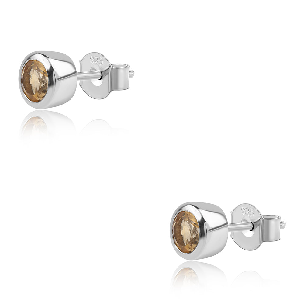 Strieborné Náušnice s AA Brazílskym Citrínom