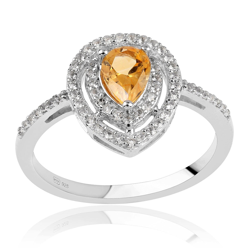 Strieborný Prsteň s AA Brazílskym Citrínom a Bielym Topásom 1 