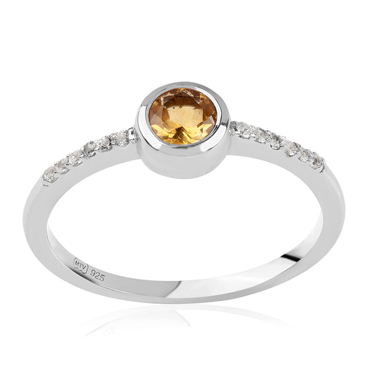 Strieborný Prsteň s AA Brazílskym Citrínom a Bielym Topásom