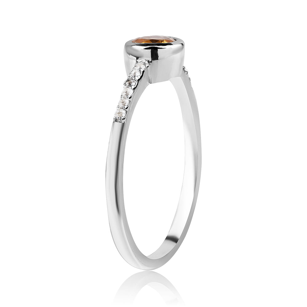 Strieborný Prsteň s AA Brazílskym Citrínom a Bielym Topásom