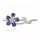 Strieborný Brošňa s Austrálskym Modrým Zafírom a Bielym Topásom