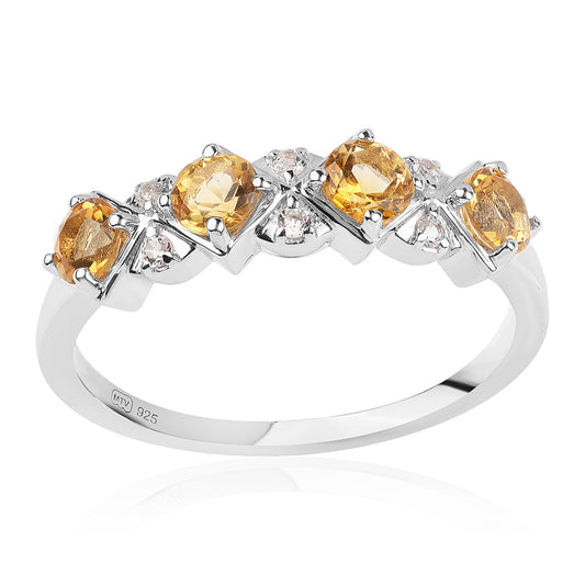 Strieborný Prsteň s AA Brazílskym Citrínom a Bielym Topásom