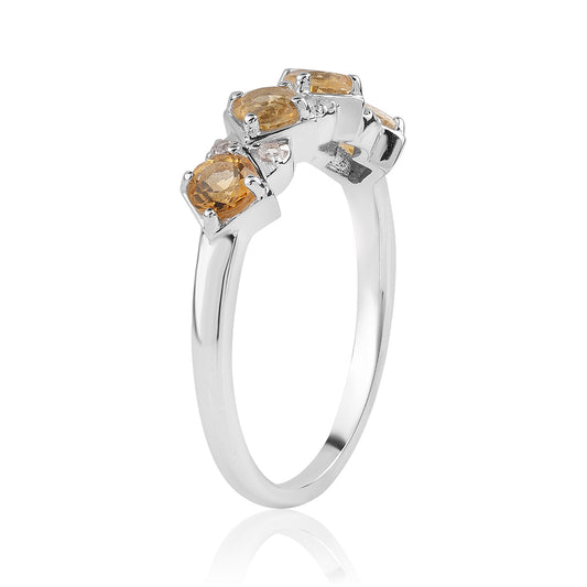 Strieborný Prsteň s AA Brazílskym Citrínom a Bielym Topásom