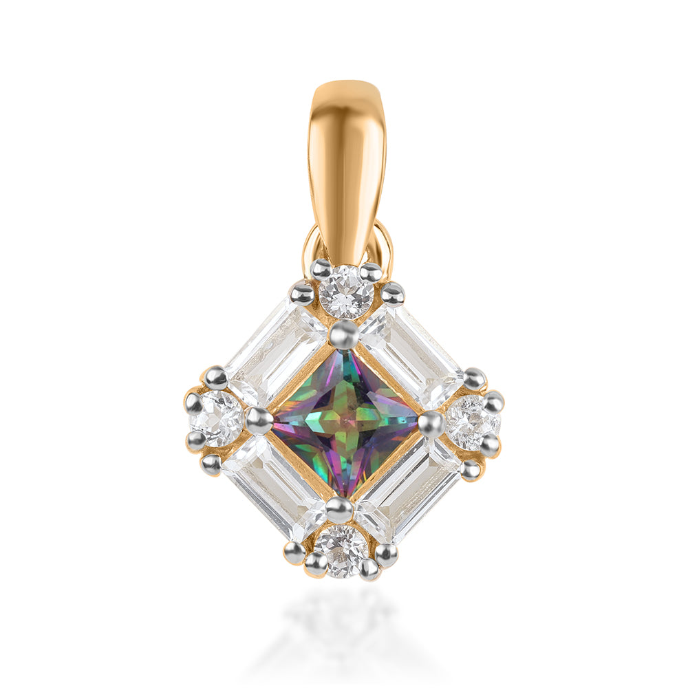 Pozlátený Strieborný Prívesok s Mystickým Topásom a Bielym Topásom