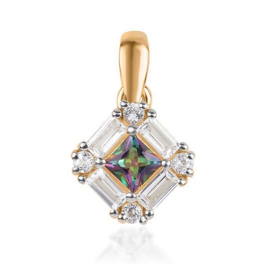 Pozlátený Strieborný Prívesok s Mystickým Topásom a Bielym Topásom