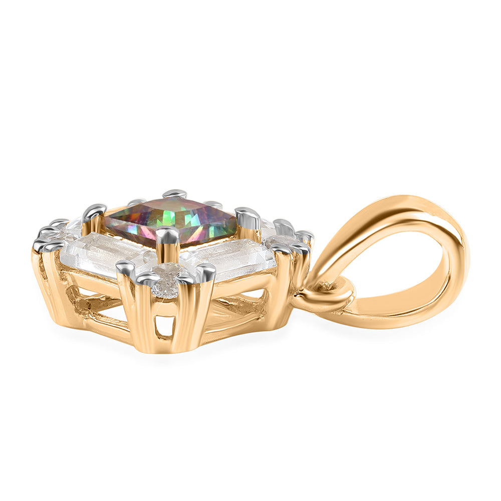 Pozlátený Strieborný Prívesok s Mystickým Topásom a Bielym Topásom 2 