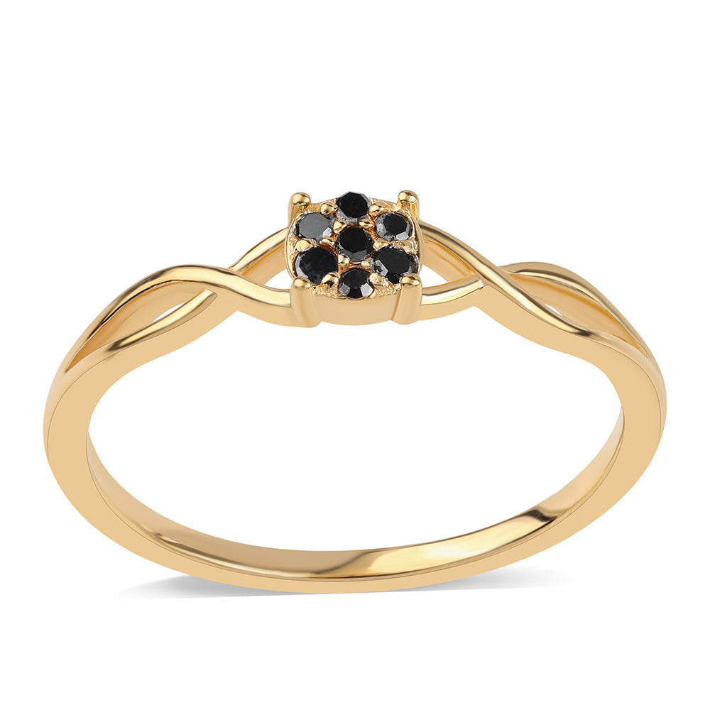 Pozlátený Strieborný Prsteň s Čiernym Diamantom