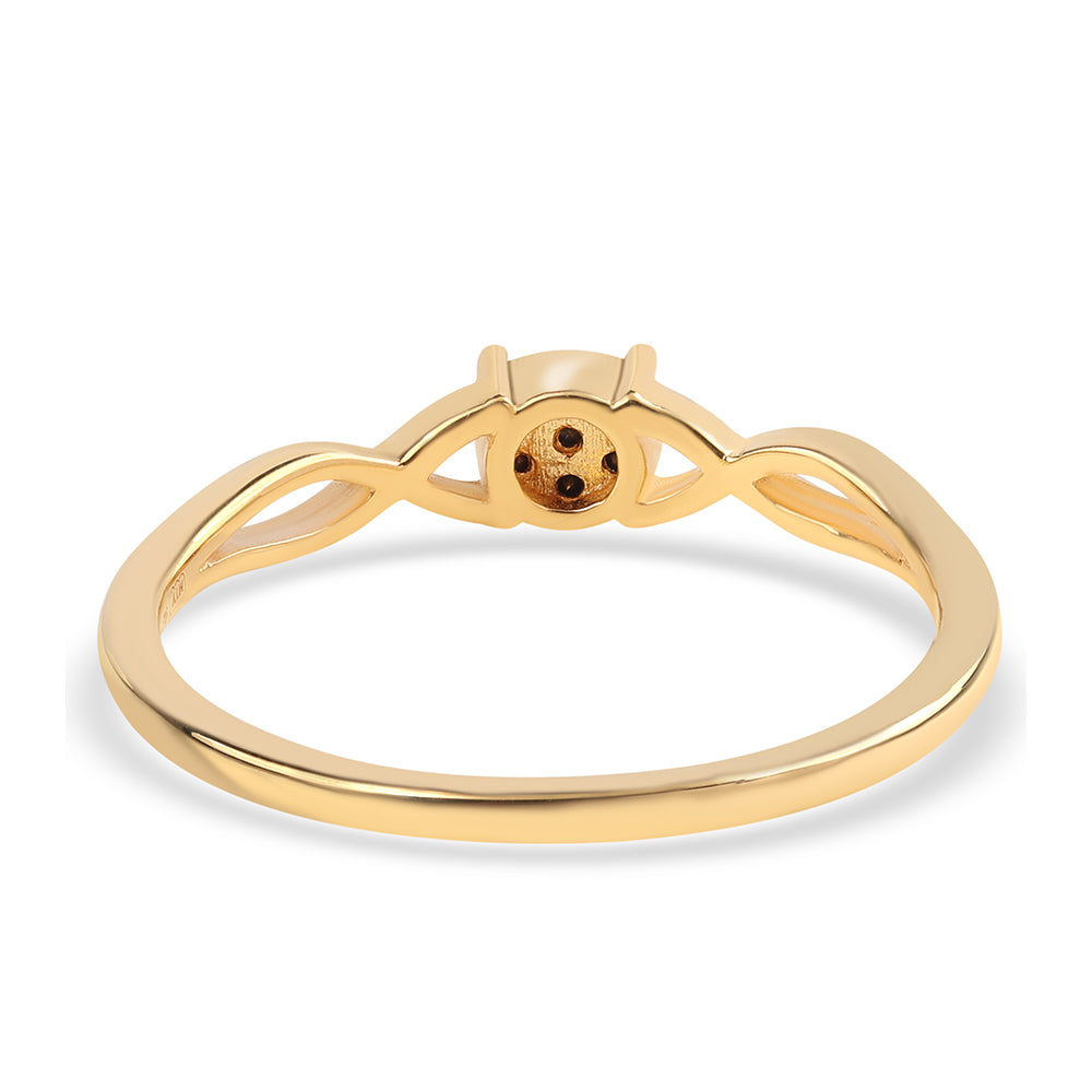 Pozlátený Strieborný Prsteň s Čiernym Diamantom 3 