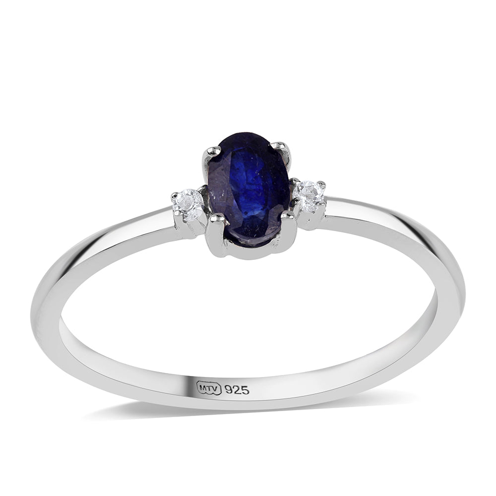Strieborný Prsteň s Austrálskym Modrým Zafírom a Bielym Topásom