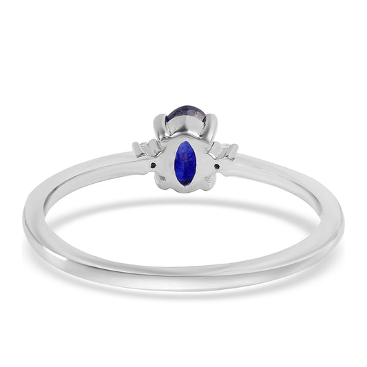 Strieborný Prsteň s Austrálskym Modrým Zafírom a Bielym Topásom