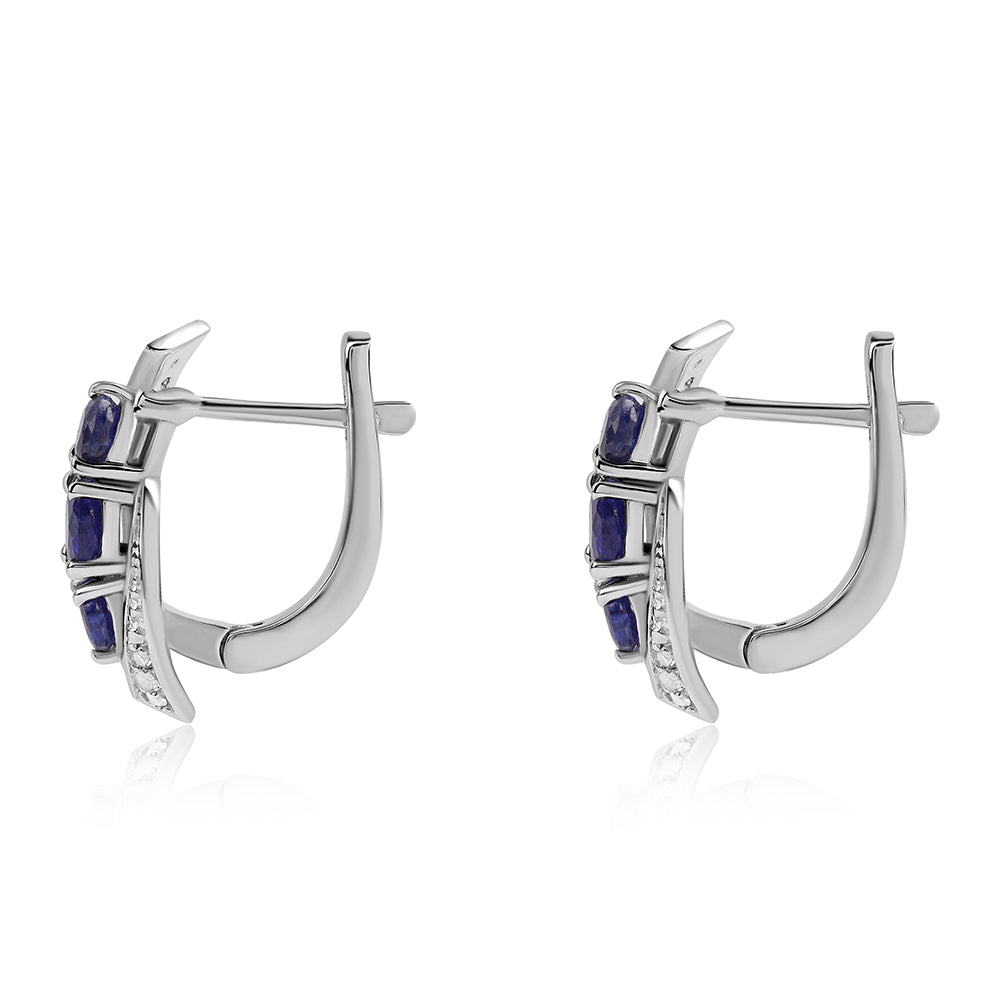 Strieborné Náušnice s Austrálskym Modrým Zafírom a Bielym Topásom 3 