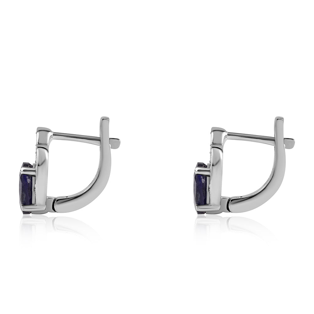 Strieborné Náušnice s Austrálskym Modrým Zafírom a Bielym Topásom