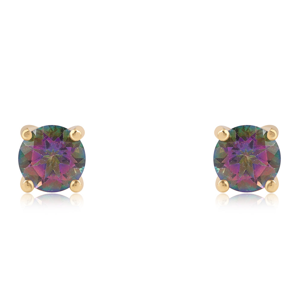 Pozlátené Strieborné Náušnice s Mystickým Topásom