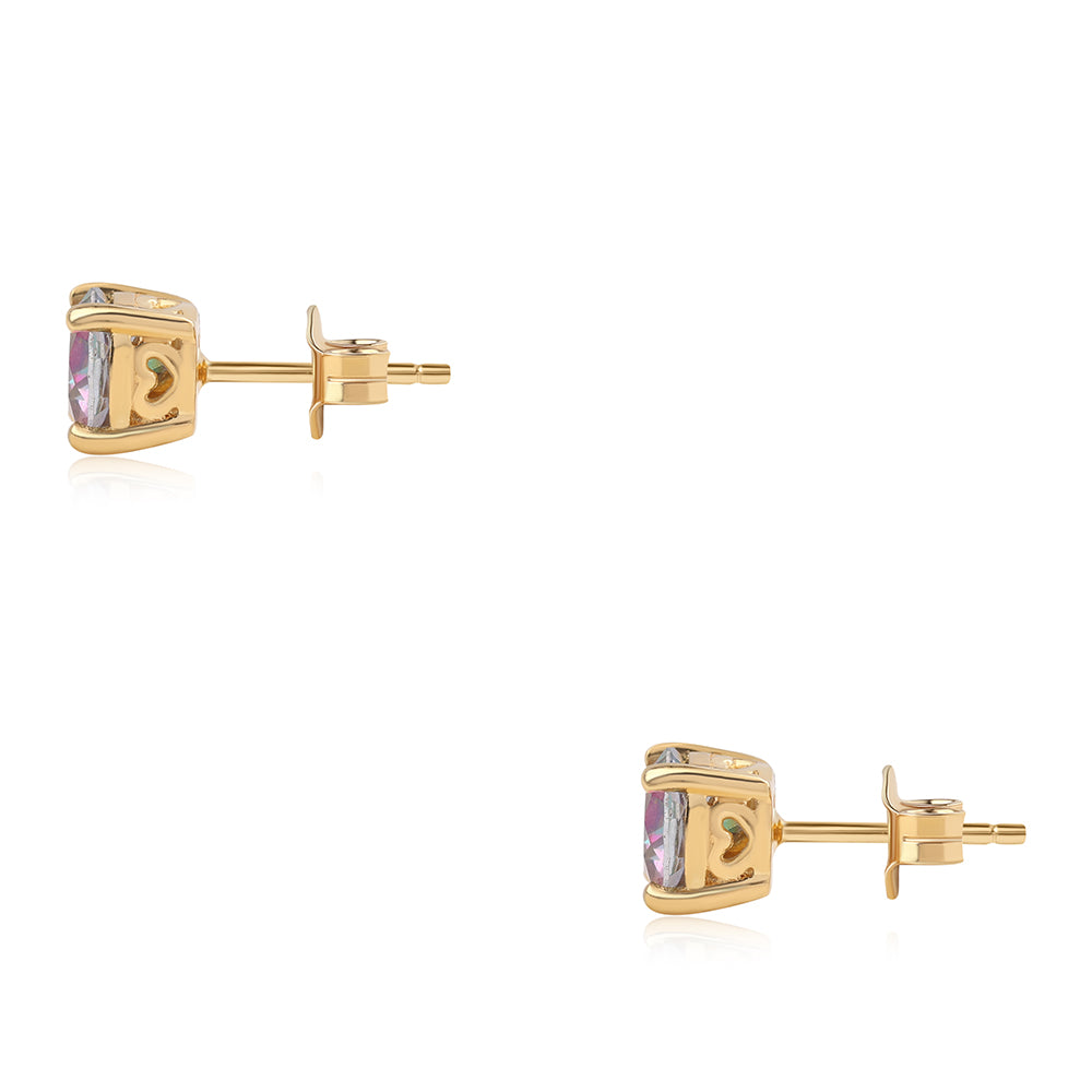 Pozlátené Strieborné Náušnice s Mystickým Topásom