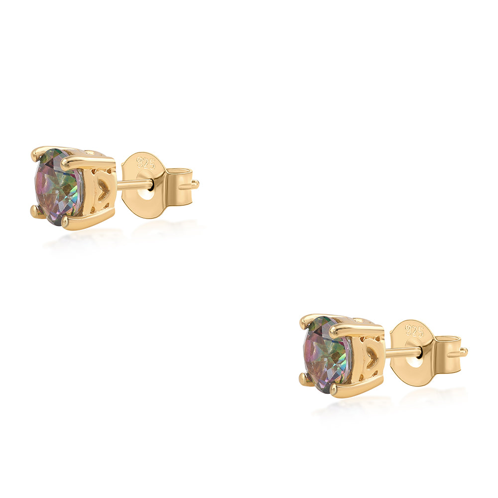 Pozlátené Strieborné Náušnice s Mystickým Topásom 1 