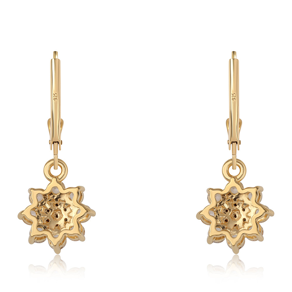 Pozlátené Strieborné Náušnice s Čiernym Diamantom a Bielym Topásom 3 