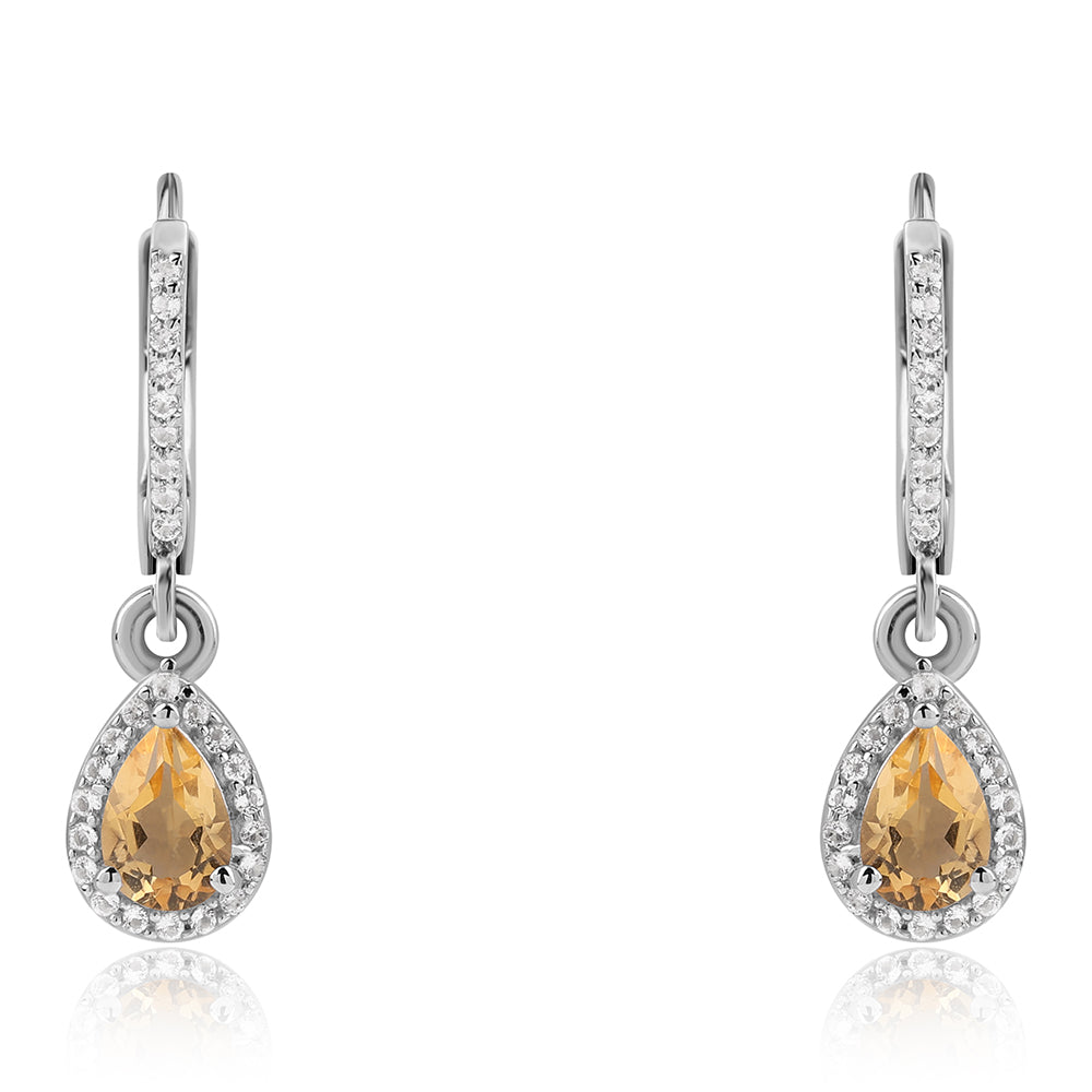 Strieborné Náušnice s AA Brazílskym Citrínom a Bielym Topásom