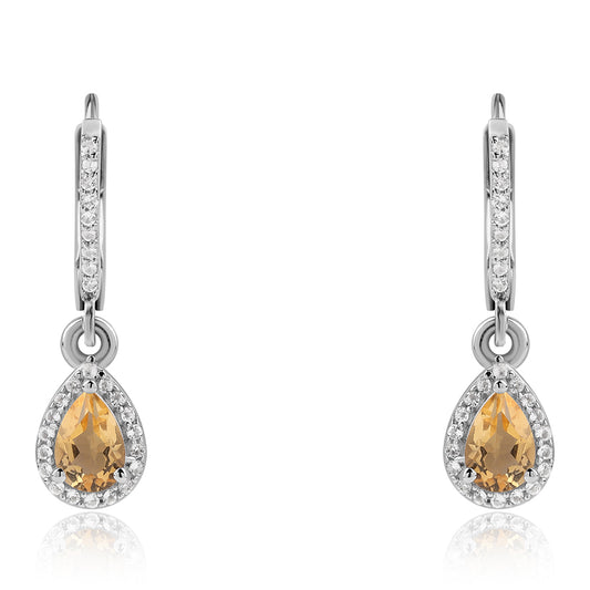 Strieborné Náušnice s AA Brazílskym Citrínom a Bielym Topásom