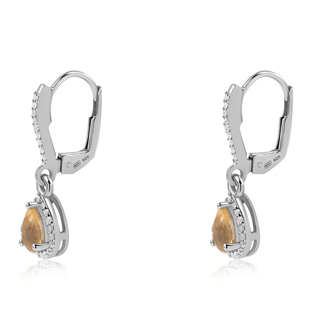 Strieborné Náušnice s AA Brazílskym Citrínom a Bielym Topásom