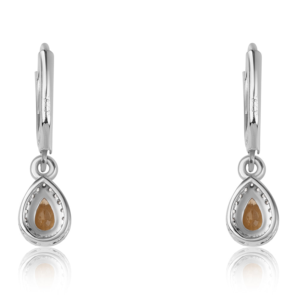 Strieborné Náušnice s AA Brazílskym Citrínom a Bielym Topásom 3 