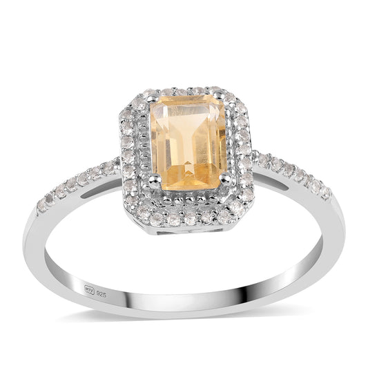 Strieborný Prsteň s AA Brazílskym Citrínom a Bielym Topásom