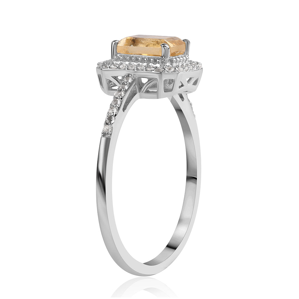Strieborný Prsteň s AA Brazílskym Citrínom a Bielym Topásom 3 