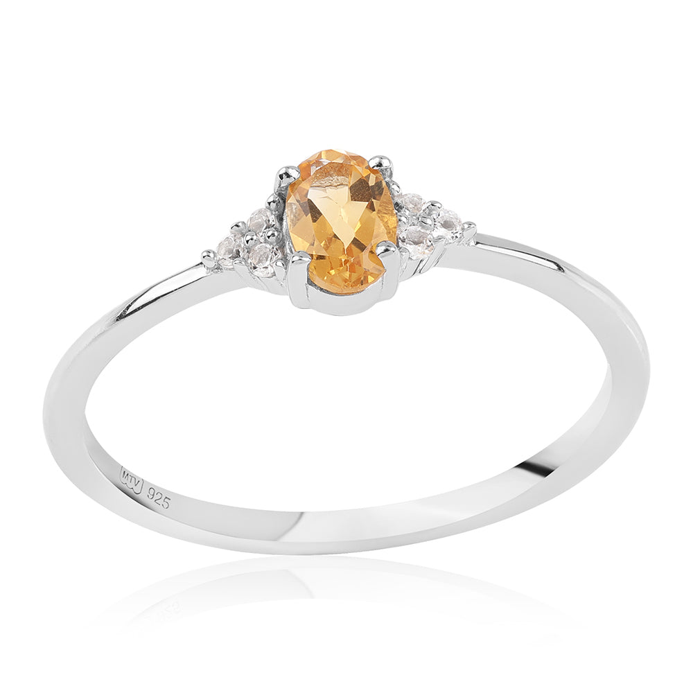 Strieborný Prsteň s AA Brazílskym Citrínom a Bielym Topásom 1 