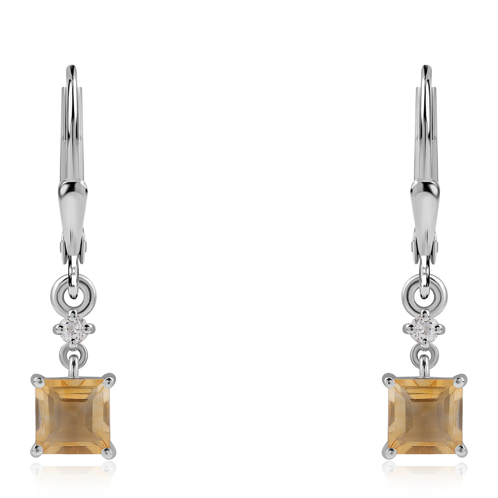 Strieborné Náušnice s AA Brazílskym Citrínom a Bielym Topásom