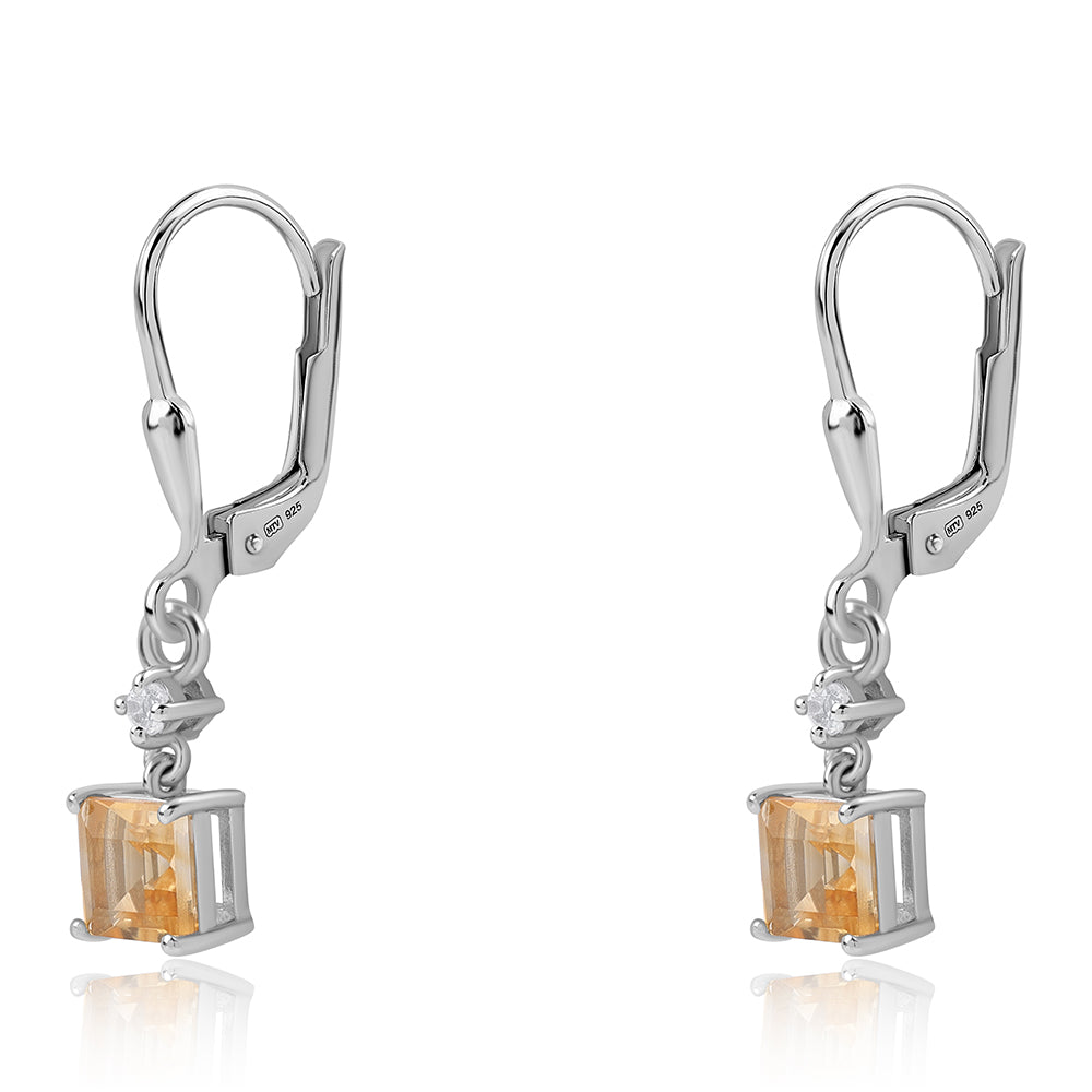 Strieborné Náušnice s AA Brazílskym Citrínom a Bielym Topásom 1 