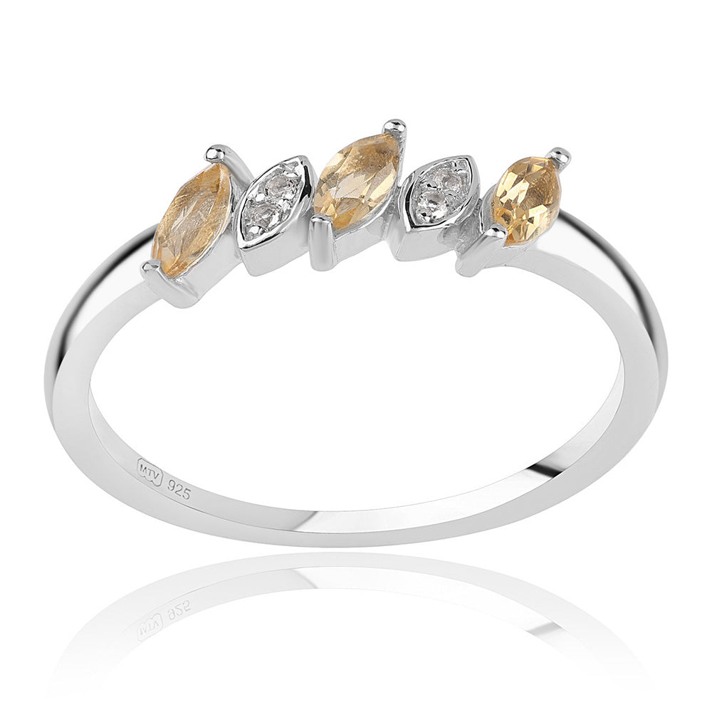 Strieborný Prsteň s AA Brazílskym Citrínom a Bielym Topásom