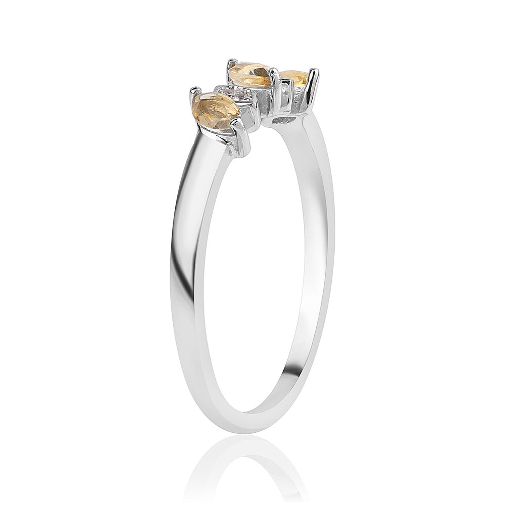 Strieborný Prsteň s AA Brazílskym Citrínom a Bielym Topásom
