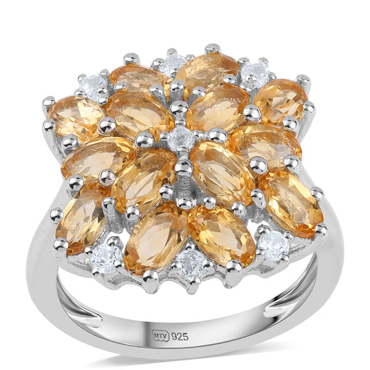 Strieborný Prsteň s AA Brazílskym Citrínom a Bielym Topásom